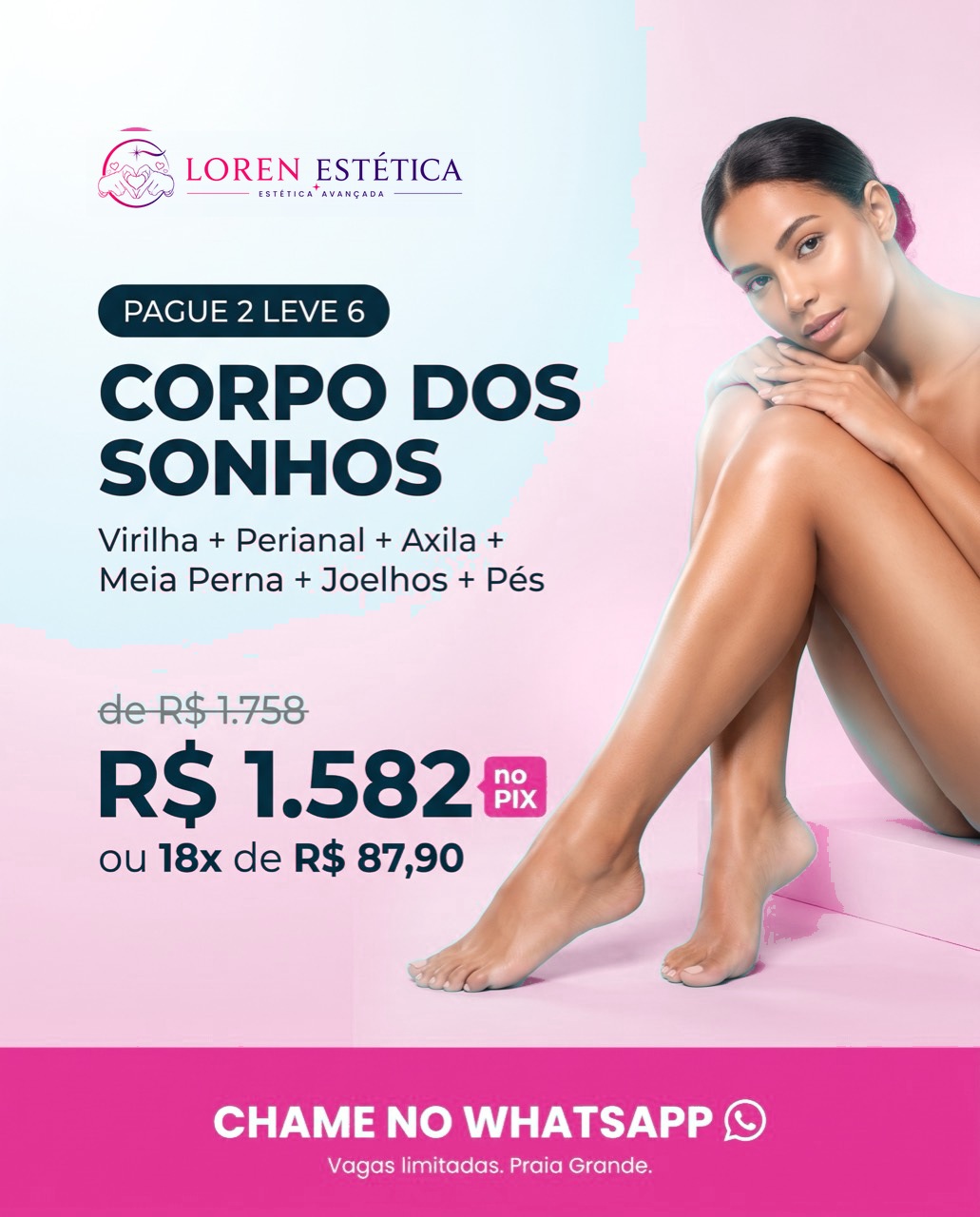 Corpo dos Sonhos — promoção de 60 sessões na Loren Estética em Praia Grande