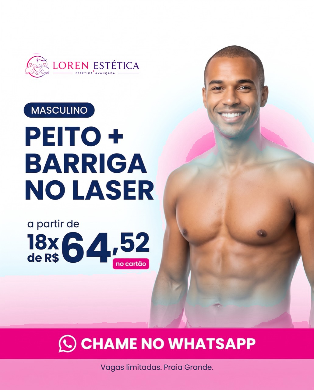 Corpo Masculino — promoção de 20 sessões na Loren Estética em Praia Grande