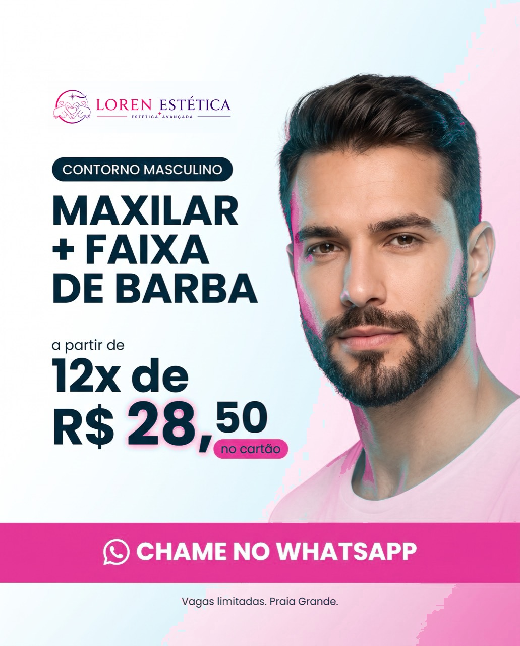 Contorno Masculino — promoção de 20 sessões na Loren Estética em Praia Grande